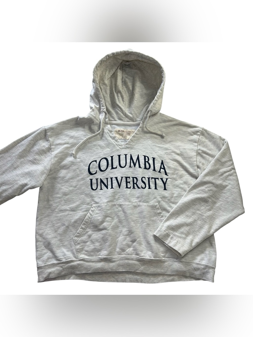 Redshirt Columbia University Lions Women S Cropped V-Neck Hoodie Gray Sweatshirt